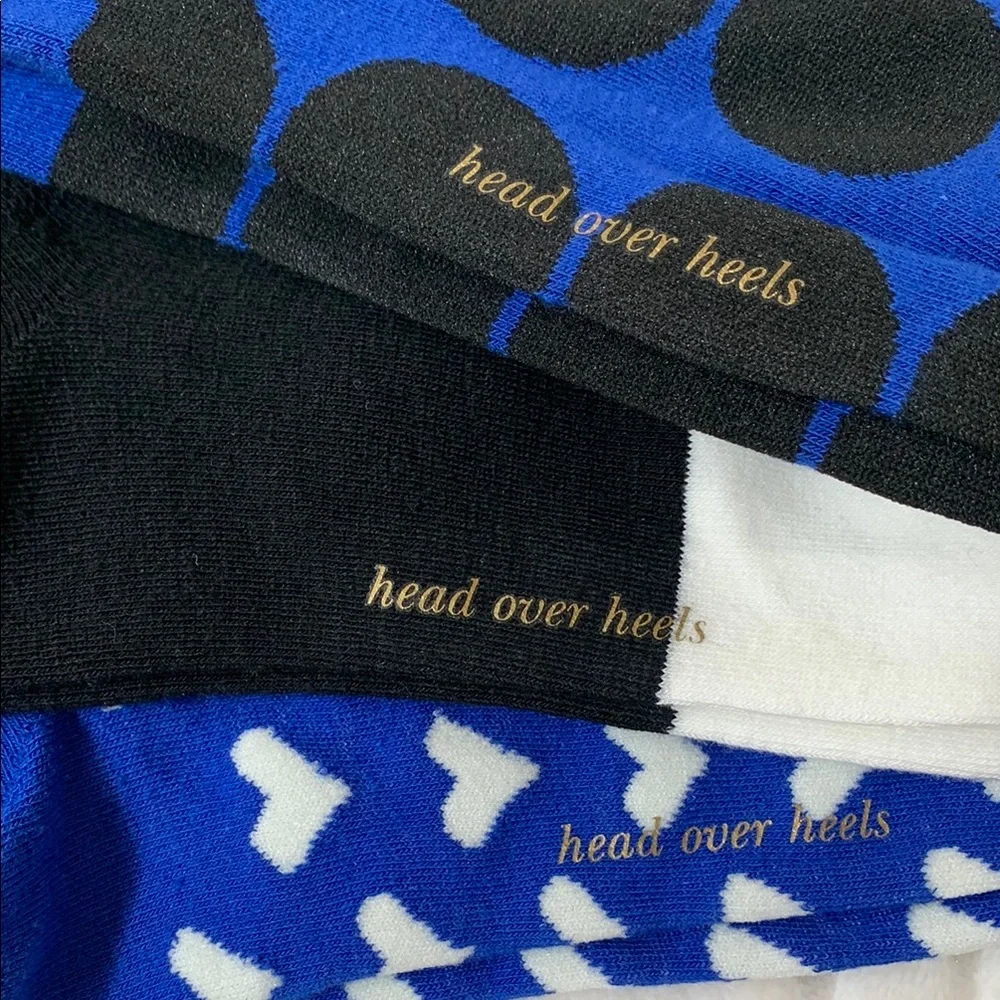 Kate Spade NY No Show Socks Blue Prints 3 Pairs One Size
